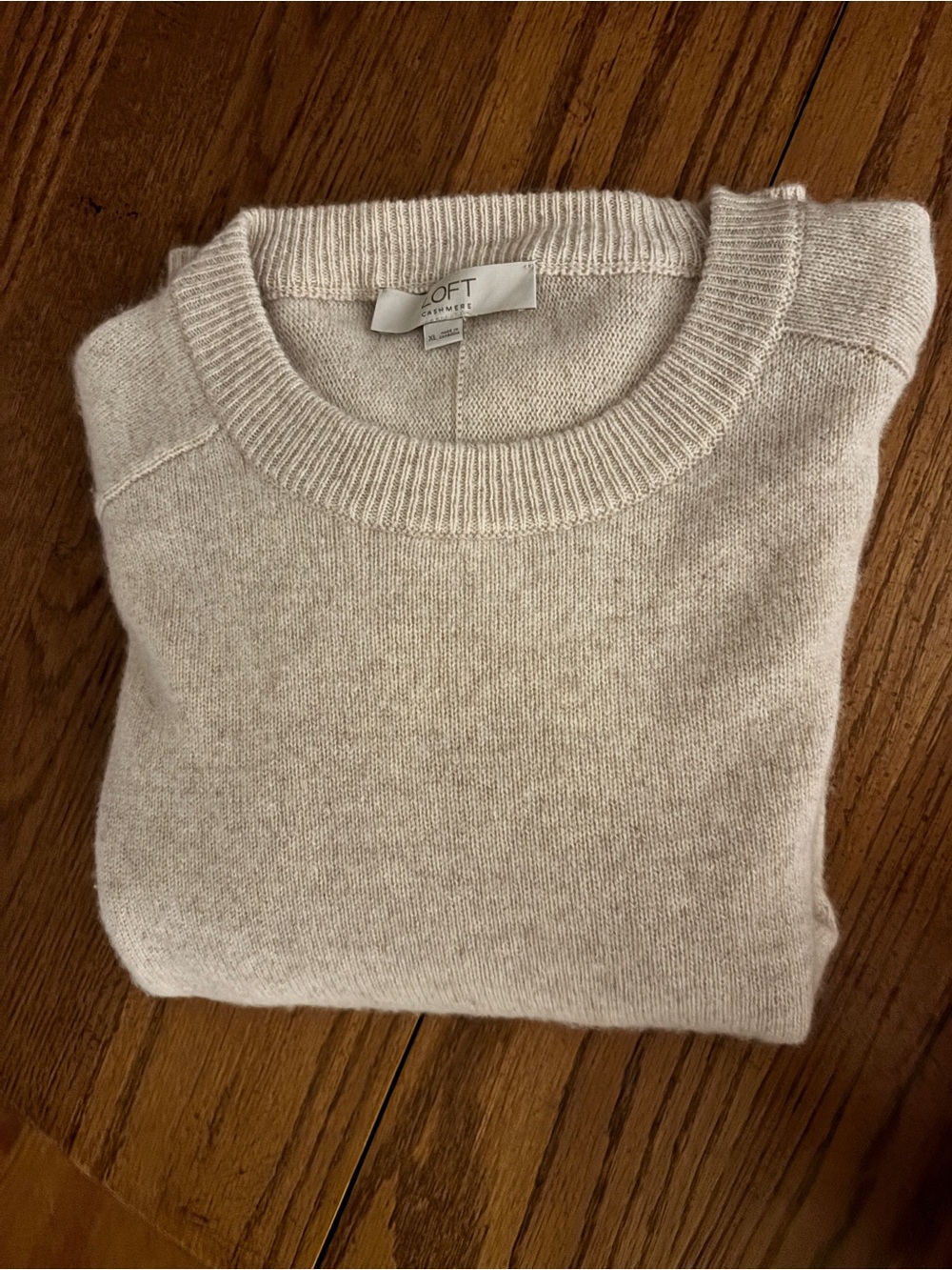 LOFT Cashmere Crewneck Sweater in Beige/Cream